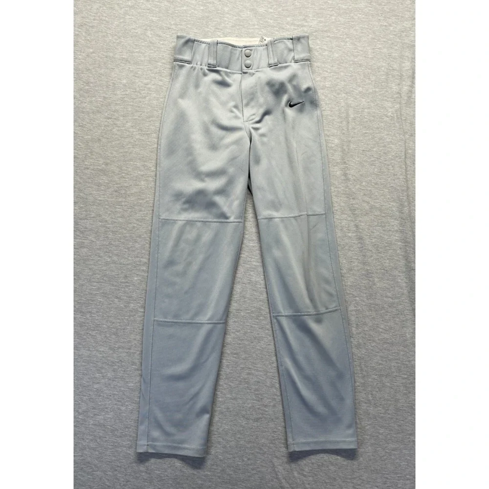 Nike Dri Fit Core Baseball Pants Boys Large Gray Logo Reinforced Knees Slim Fit